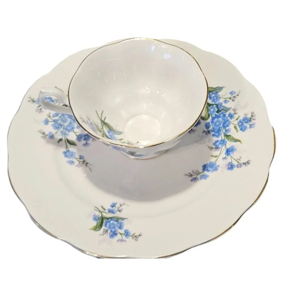 Teacup & Saucer Royal Albert Forget-Me-Not Bone China  Gold Trim‎ Floral Design